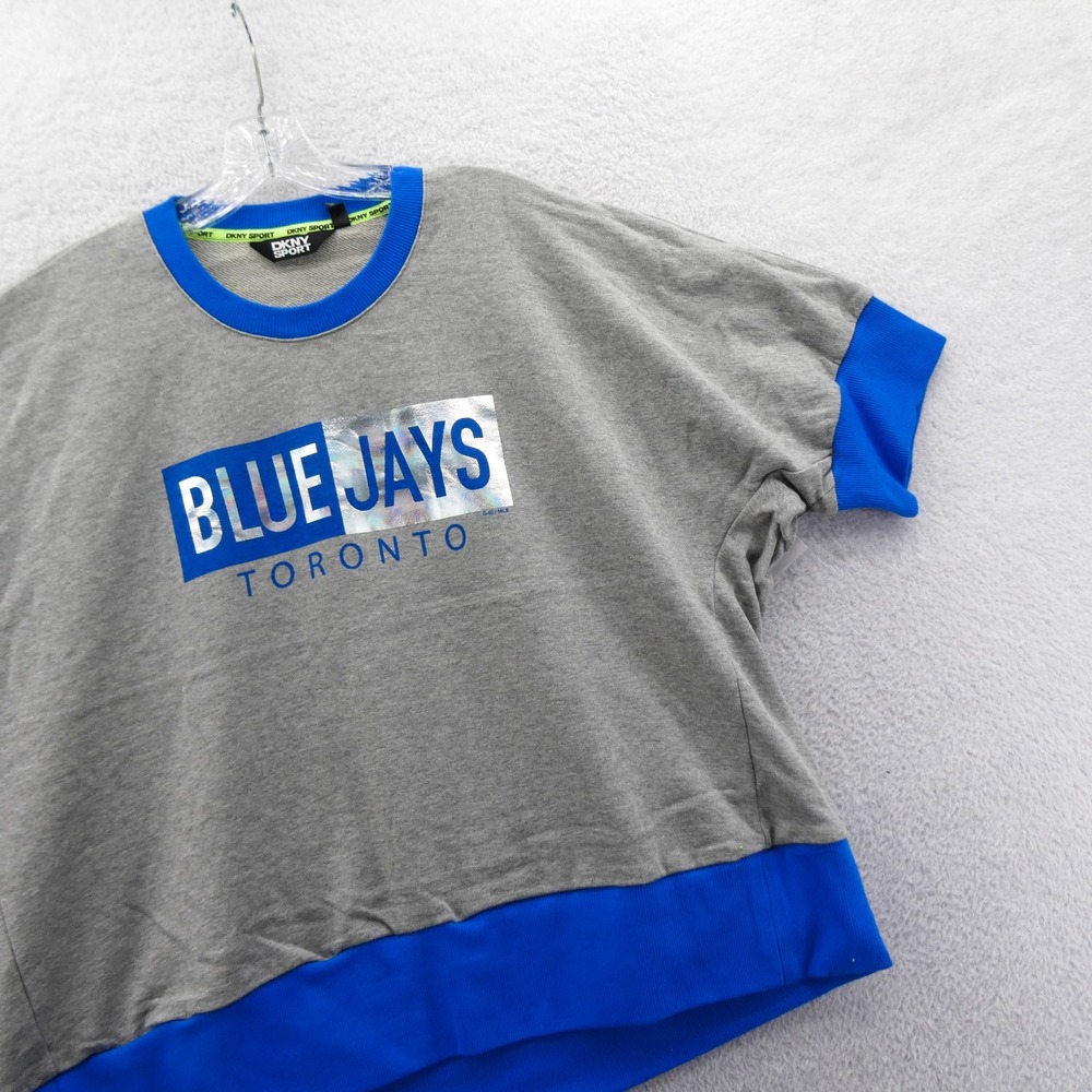 DKNY Sport Shirt Women Small Toronto Blue Jays Grey Blue Vintage Y2K Sweatshirt - Picture 3 of 9